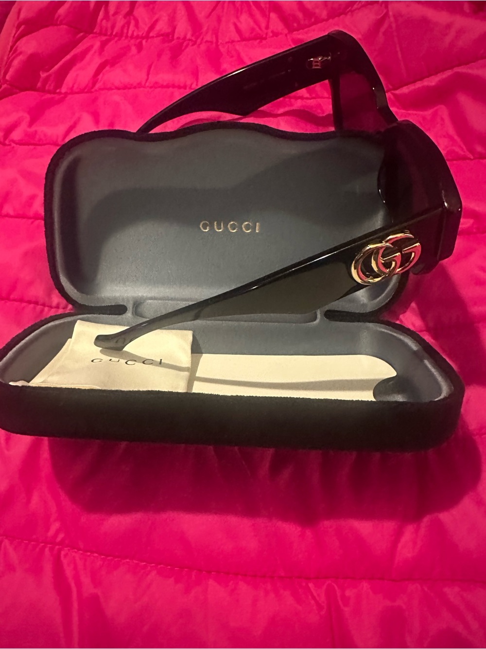Gucci Black Sunglasses with Gold Double-G Accent